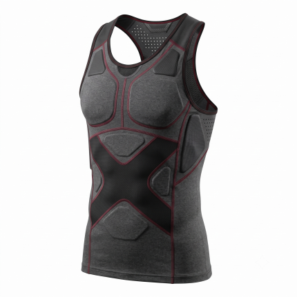 Noraf Gear Apex-Series Padded MMA Compression Singlet (Charcoal Crimson)
