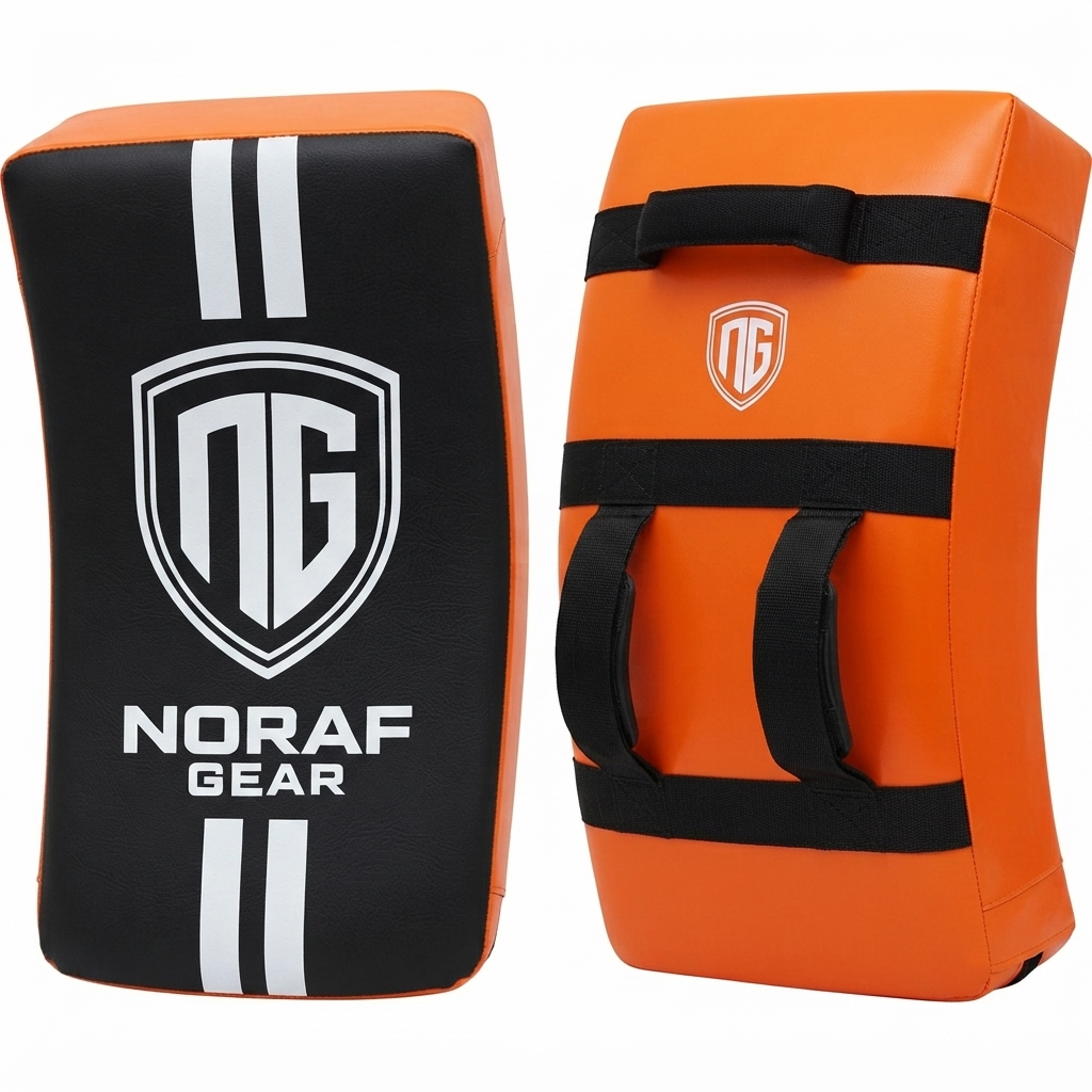Noraf Gear Apex-Series Curved Kick Shield (Black and Orange) (1)