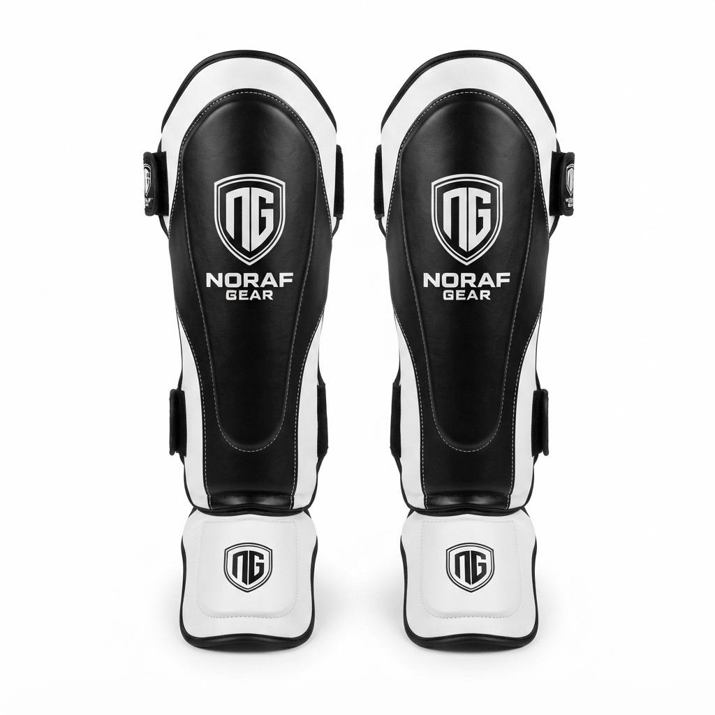 Noraf Gear Punching Shin guard White and black (2)